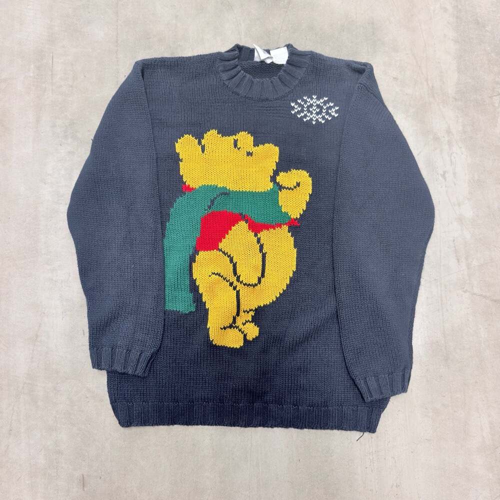 Vintage The Disney Store Winnie The Pooh Blue Knit Sweater Size L